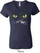Ladies Halloween Shirt Black Cat V-neck Tee T-Shirt
