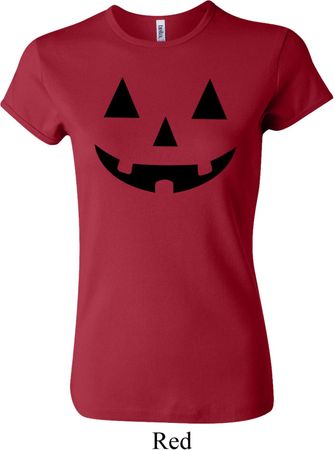 Ladies Halloween Shirt Black Jack O Lantern Crewneck Tee T-Shirt