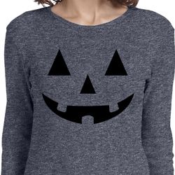 Ladies Halloween Shirt Black Jack O Lantern Long Sleeve Tee T-Shirt Ladies Halloween Shirt Black Jack O Lantern Long Sleeve Tee T-Shirt