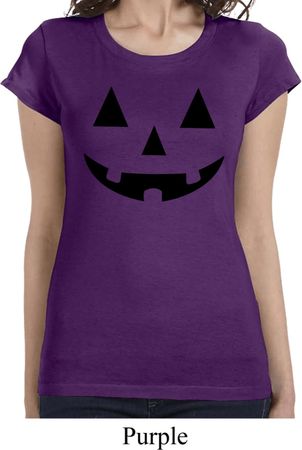 Ladies Halloween Shirt Black Jack O Lantern Longer Length Tee T-Shirt