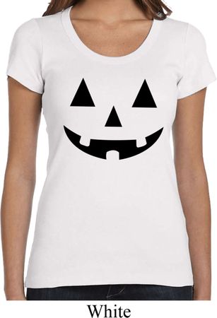Ladies Halloween Shirt Black Jack O Lantern Scoop Neck Tee T-Shirt