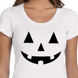 Ladies Halloween Shirt Black Jack O Lantern Scoop Neck Tee T-Shirt Ladies Halloween Shirt Black Jack O Lantern Scoop Neck Tee T-Shirt