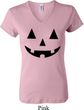 Ladies Halloween Shirt Black Jack O Lantern V-neck Tee T-Shirt