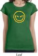 Ladies Halloween Shirt Evil Smiley Face Longer Length Tee T-Shirt