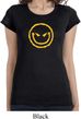 Ladies Halloween Shirt Evil Smiley Face Longer Length Tee T-Shirt