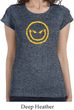 Ladies Halloween Shirt Evil Smiley Face Longer Length Tee T-Shirt