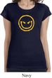 Ladies Halloween Shirt Evil Smiley Face Longer Length Tee T-Shirt