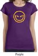 Ladies Halloween Shirt Evil Smiley Face Longer Length Tee T-Shirt