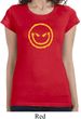 Ladies Halloween Shirt Evil Smiley Face Longer Length Tee T-Shirt