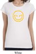 Ladies Halloween Shirt Evil Smiley Face Longer Length Tee T-Shirt