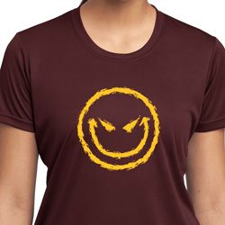 Ladies Halloween Shirt Evil Smiley Face Moisture Wicking Tee T-Shirt Ladies Halloween Shirt Evil Smiley Face Moisture Wicking Tee T-Shirt