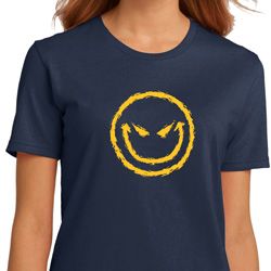 Ladies Halloween Shirt Evil Smiley Face Organic Tee T-Shirt Ladies Halloween Shirt Evil Smiley Face Organic Tee T-Shirt