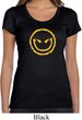 Ladies Halloween Shirt Evil Smiley Face Scoop Neck Tee T-Shirt