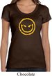 Ladies Halloween Shirt Evil Smiley Face Scoop Neck Tee T-Shirt