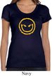 Ladies Halloween Shirt Evil Smiley Face Scoop Neck Tee T-Shirt