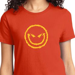 Ladies Halloween Shirt Evil Smiley Face Tee T-Shirt Ladies Halloween Shirt Evil Smiley Face Tee T-Shirt