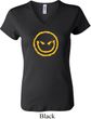 Ladies Halloween Shirt Evil Smiley Face V-neck Tee T-Shirt