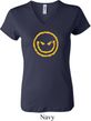 Ladies Halloween Shirt Evil Smiley Face V-neck Tee T-Shirt