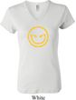 Ladies Halloween Shirt Evil Smiley Face V-neck Tee T-Shirt