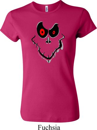 Ladies Halloween Shirt Ghost Face Crewneck Tee T-Shirt