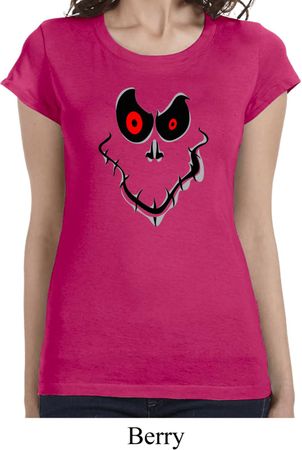 Ladies Halloween Shirt Ghost Face Longer Length Tee T-Shirt