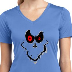 Ladies Halloween Shirt Ghost Face Moisture Wicking V-neck Tee T-Shirt Ladies Halloween Shirt Ghost Face Moisture Wicking V-neck Tee T-Shirt