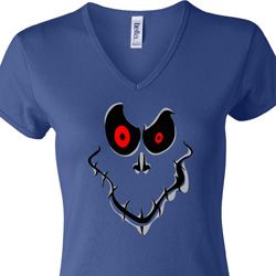 Ladies Halloween Shirt Ghost Face V-neck Tee T-Shirt Ladies Halloween Shirt Ghost Face V-neck Tee T-Shirt
