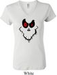 Ladies Halloween Shirt Ghost Face V-neck Tee T-Shirt