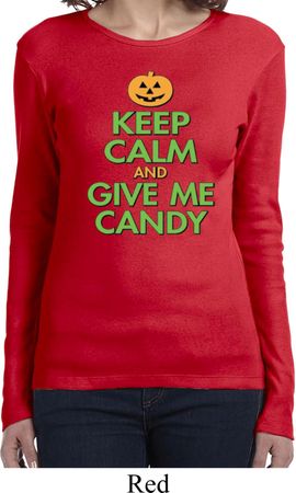Ladies Halloween Shirt Give Me Candy Long Sleeve Tee T-Shirt