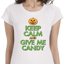 Ladies Halloween Shirt Give Me Candy Longer Length Tee T-Shirt