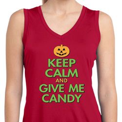 Ladies Halloween Shirt Give Me Candy Sleeveless Moisture Wicking Tee