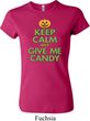 Ladies Halloween Shirt Keep Calm and Give Me Candy Crewneck Tee