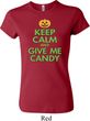 Ladies Halloween Shirt Keep Calm and Give Me Candy Crewneck Tee