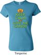 Ladies Halloween Shirt Keep Calm and Give Me Candy Crewneck Tee