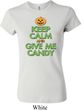 Ladies Halloween Shirt Keep Calm and Give Me Candy Crewneck Tee
