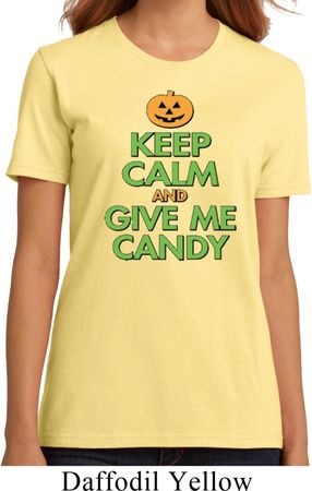 Ladies Halloween Shirt Keep Calm and Give Me Candy Organic Tee T-Shirt