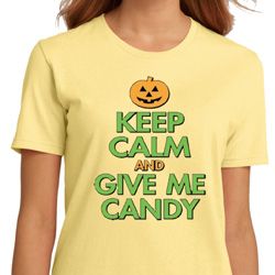 Ladies Halloween Shirt Keep Calm and Give Me Candy Organic Tee T-Shirt