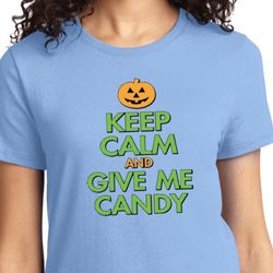 Ladies Halloween Shirt Keep Calm and Give Me Candy Tee T-Shirt