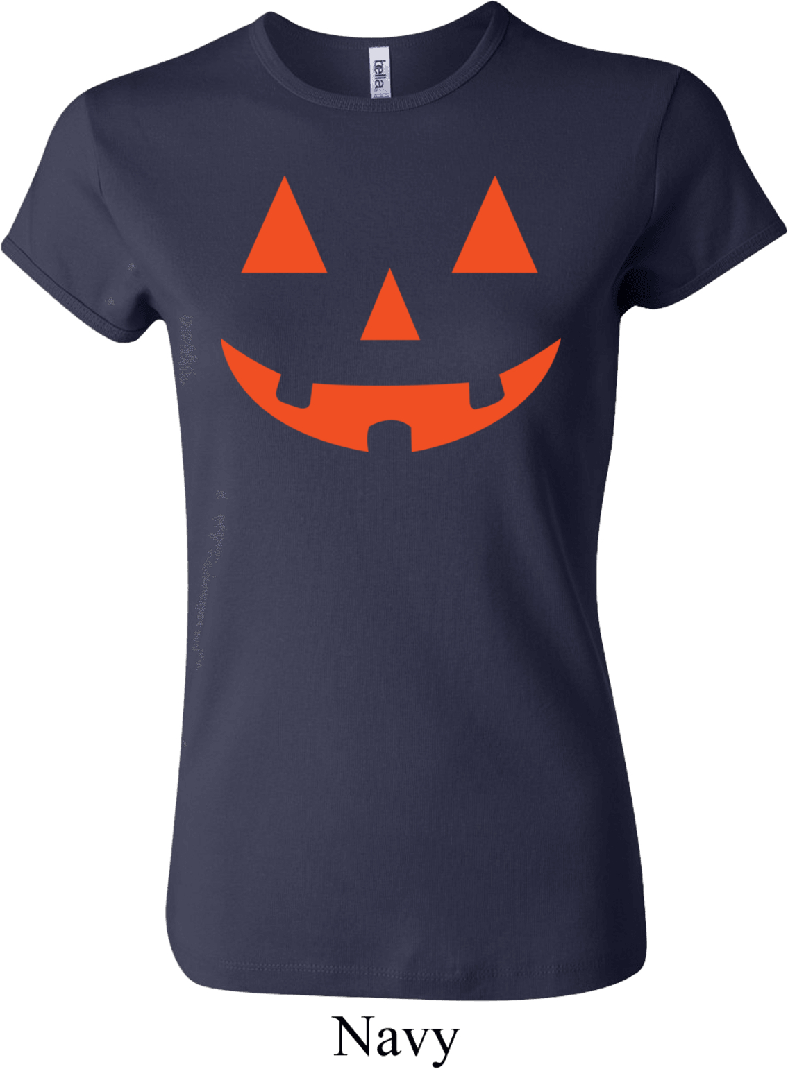 Ladies Halloween Shirt Orange Jack O Lantern Crewneck Tee TShirt