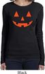 Ladies Halloween Shirt Orange Jack O Lantern Long Sleeve Tee T-Shirt