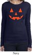 Ladies Halloween Shirt Orange Jack O Lantern Long Sleeve Tee T-Shirt