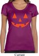 Ladies Halloween Shirt Orange Jack O Lantern Scoop Neck Tee T-Shirt