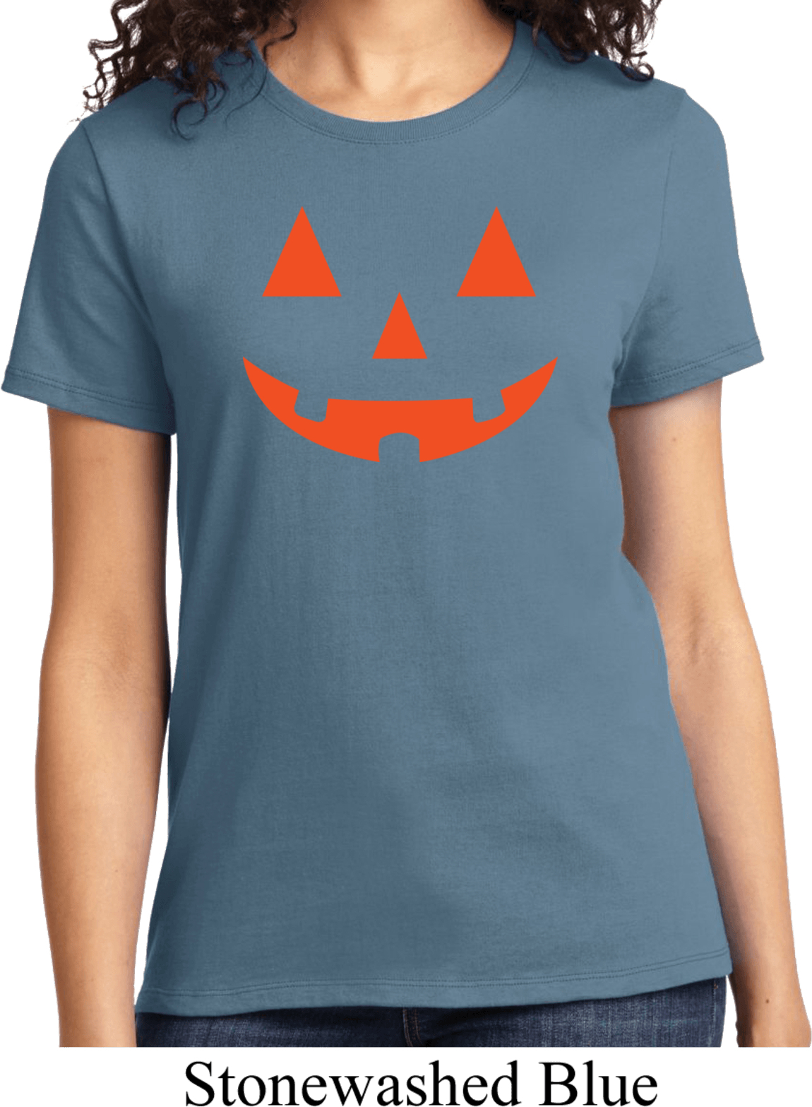 Ladies Halloween Shirt Orange Jack O Lantern Tee TShirt Orange Jack