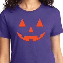 Ladies Halloween Shirt Orange Jack O Lantern Tee T-Shirt Ladies Halloween Shirt Orange Jack O Lantern Tee T-Shirt
