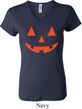 Ladies Halloween Shirt Orange Jack O Lantern V-neck Tee T-Shirt