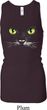 Ladies Halloween Tanktop Black Cat Longer Length Racerback Tank Top