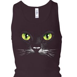 Ladies Halloween Tanktop Black Cat Longer Length Racerback Tank Top