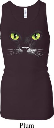 Ladies Halloween Tanktop Black Cat Longer Length Racerback Tank Top