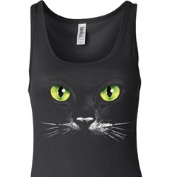 Ladies Halloween Tanktop Black Cat Longer Length Tank Top