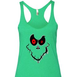 Ladies Halloween Tanktop Ghost Face Tri Blend Racerback Tank Top Ladies Halloween Tanktop Ghost Face Tri Blend Racerback Tank Top